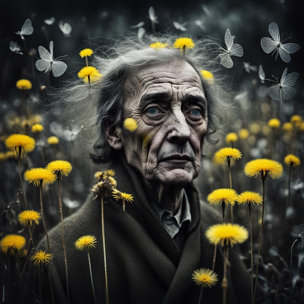 Fairies in Dandelion Dreamscape, Surreal Art Style