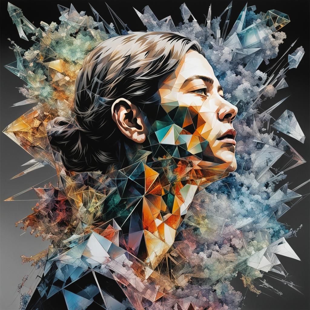 Iridescent Crystal Human Portrait by Yoji Shinkawa