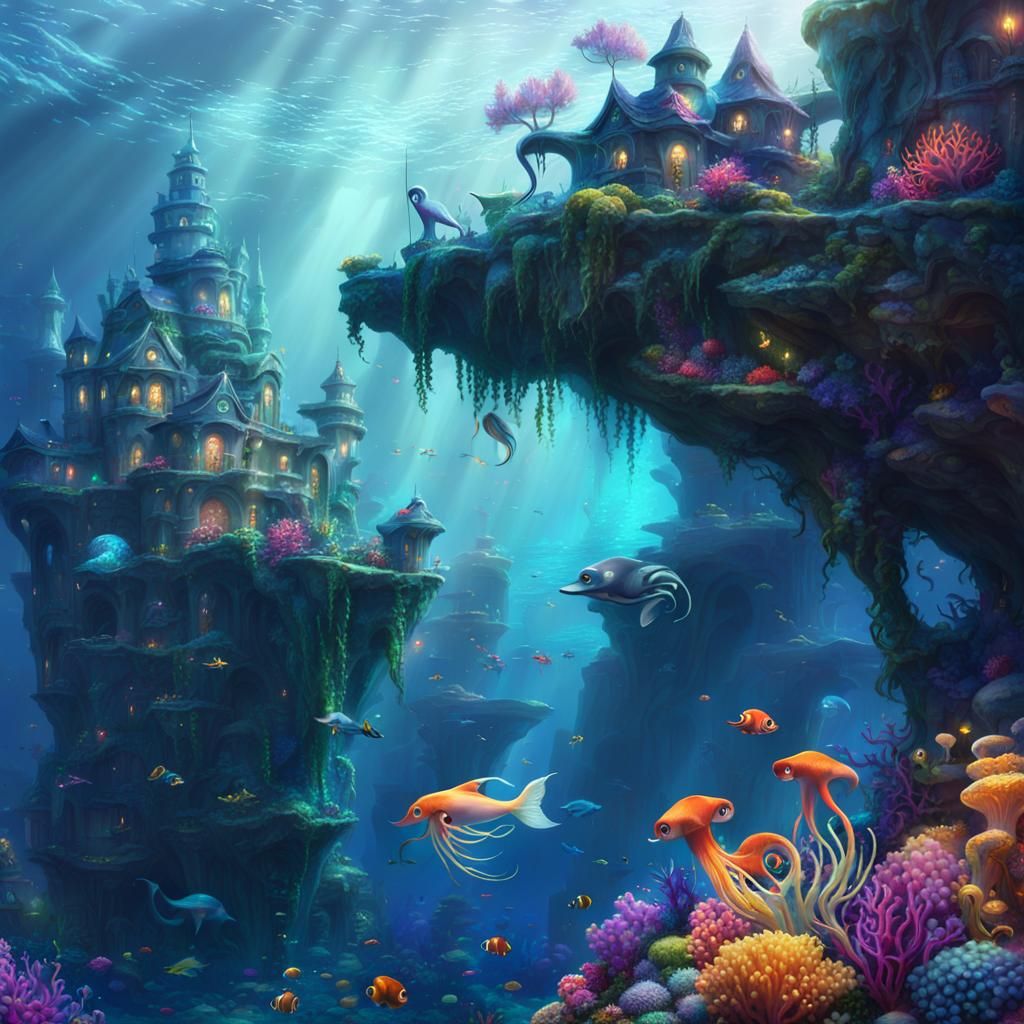 Underwater Metropolis: Anime-Inspired Digital Matte Painting