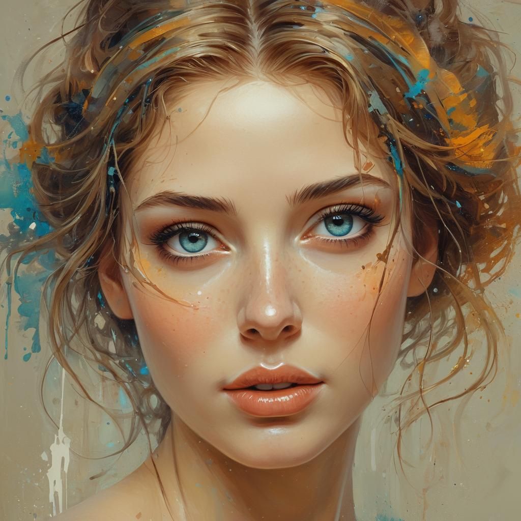 Gorgeous Fantasy Woman in Retrofuturism Style