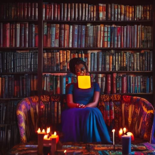 Beautiful Girl with Burning Candles in HDR