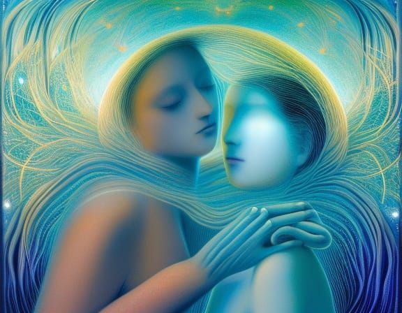 Embraces and Human Connection in Rich Colors