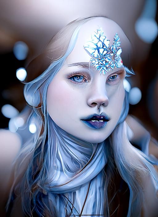 Detailed Ice Goddess in Digital Illustration