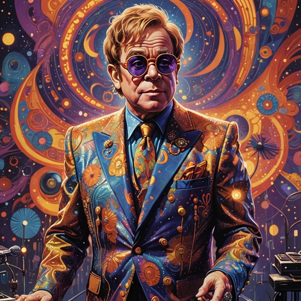 Elton John in Psychedelic Fantasy Concept Art
