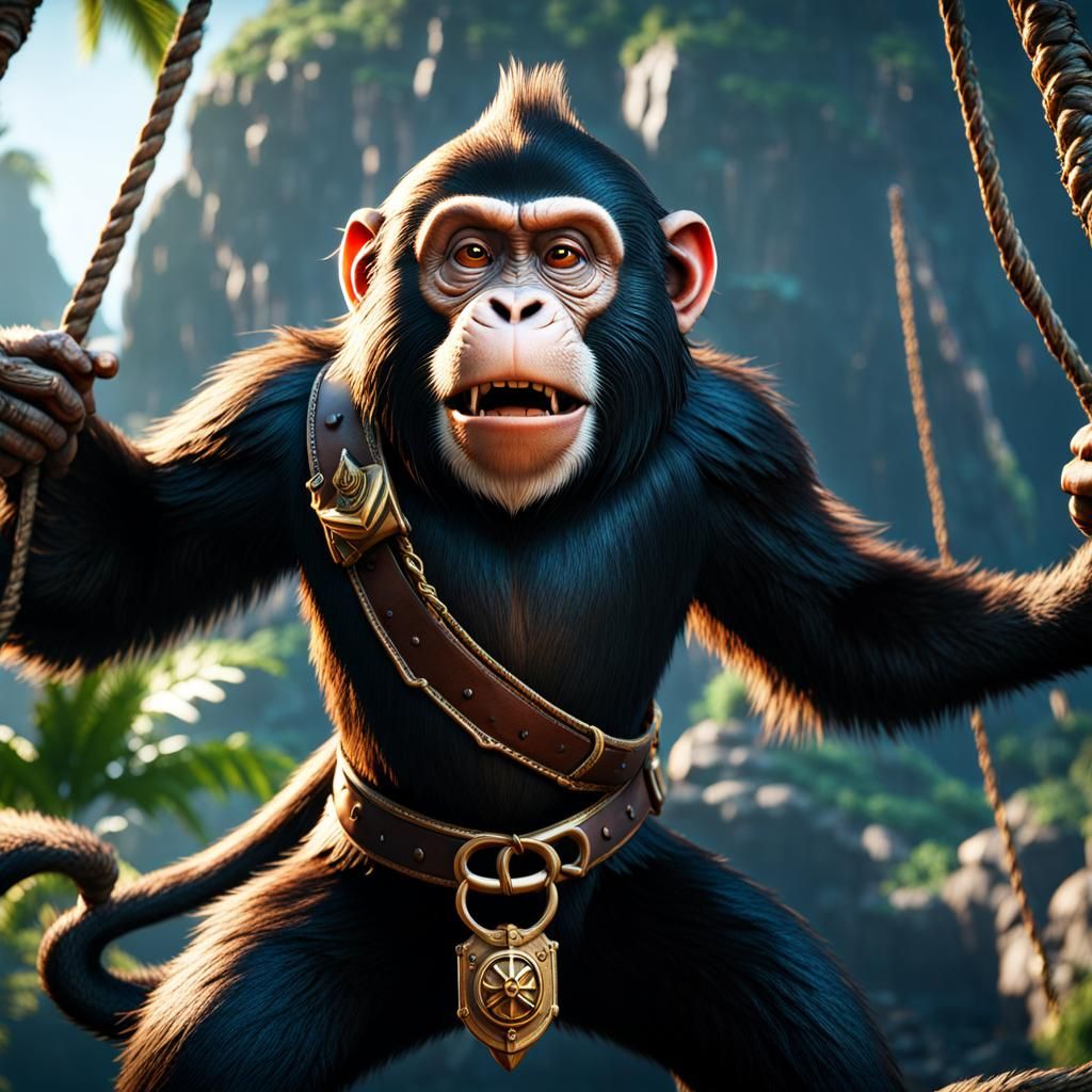 Pirate Monkey in 3D Game Cinematic Style