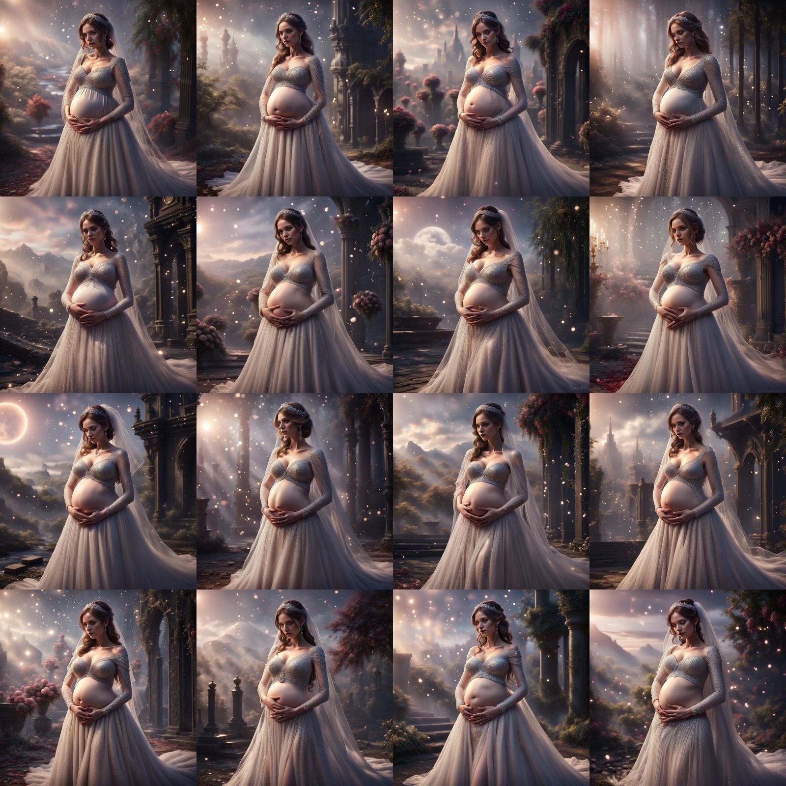 Pregnant Bride in Sparkly Wedding Dress