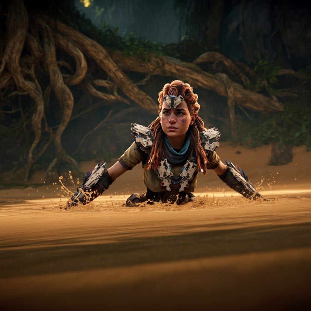 Aloy Sinking in Quicksand: Cinematic Survival