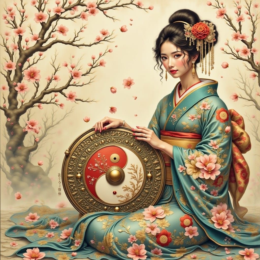 <lora:Japanese Culture:1.0> A close up illustation of a  jap...