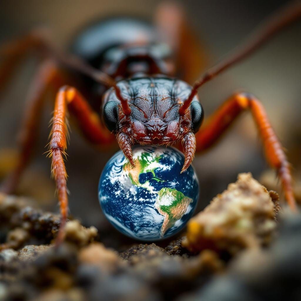 Carpenter Ant Carries Earth: Macro Photograph