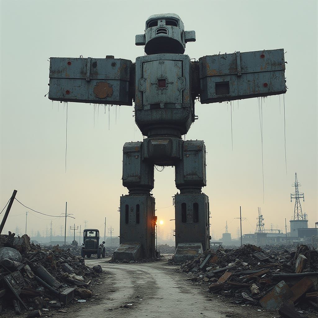 Colossal Mechanical Inukshuk in Cyber-Inuit Style