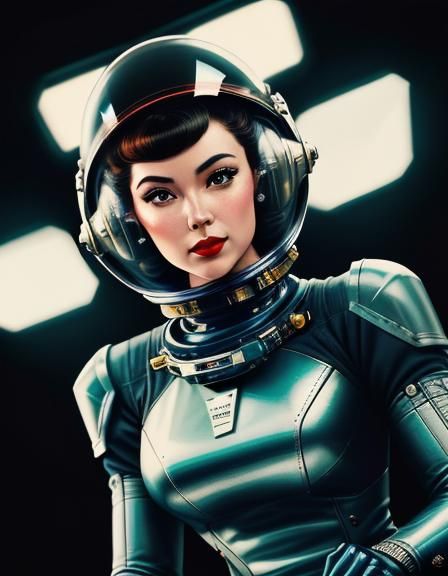 Retro Sci-Fi Space Girl in 1950s Style