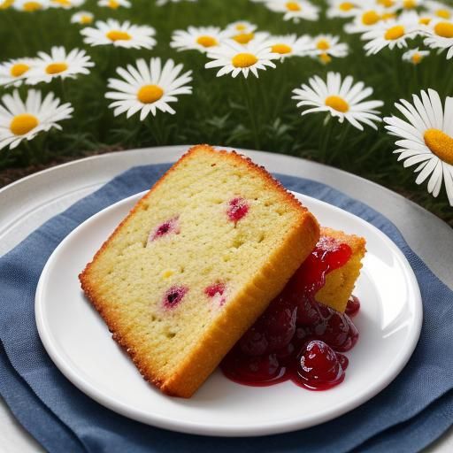 Hyper-Realistic Cranberry Basque Cake in Daisy Field