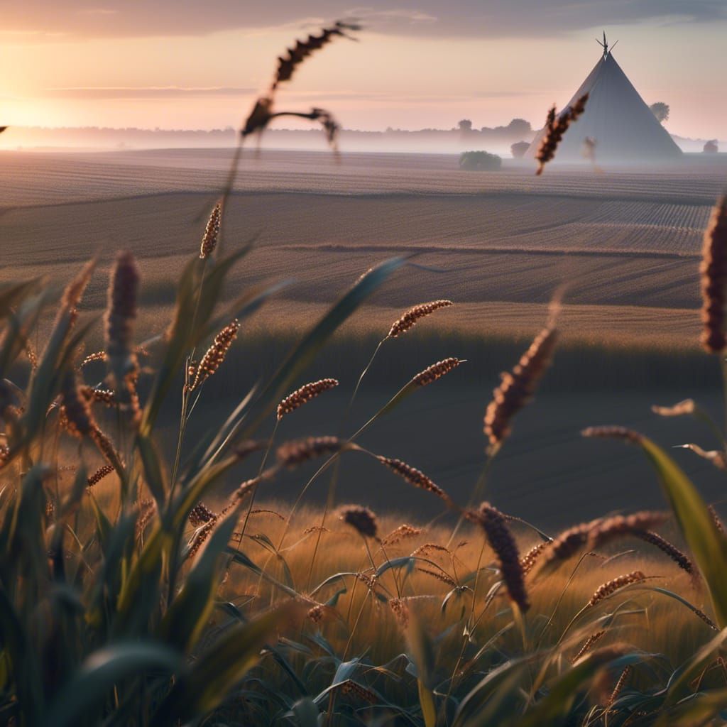 Sorghum Grain Harvest in Rolling Farm Fields