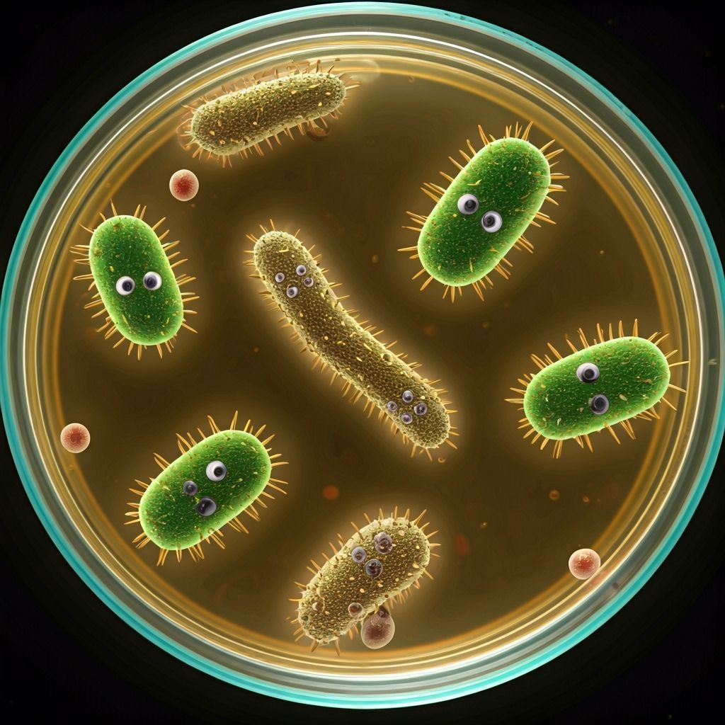 Cheerful Microbes Dancing in Petri Dish