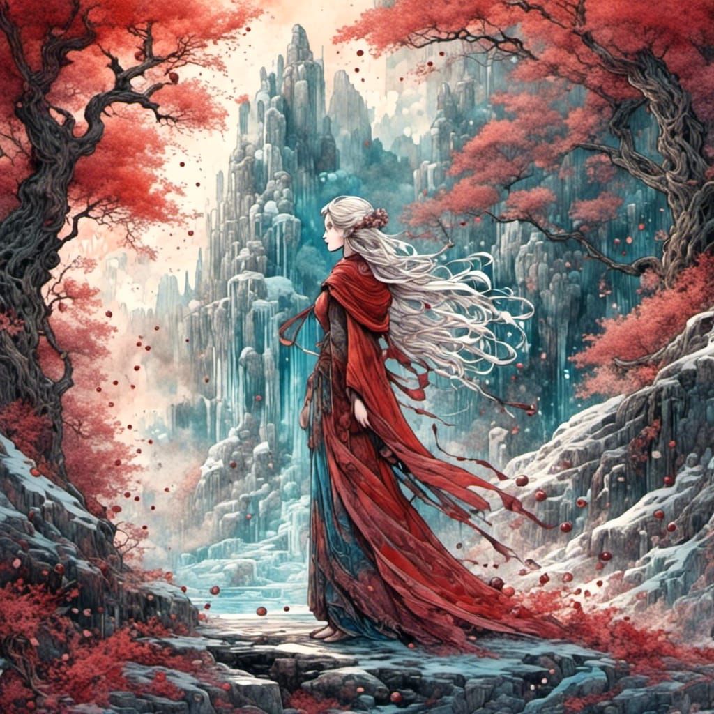 Exploding Cherry in Splashy Watercolour Style