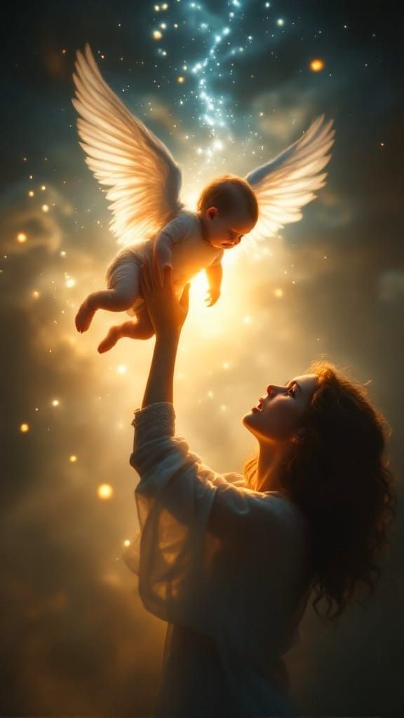 Sobbing Mother Reaches for Heaven in Cinematic, 4K Portrait