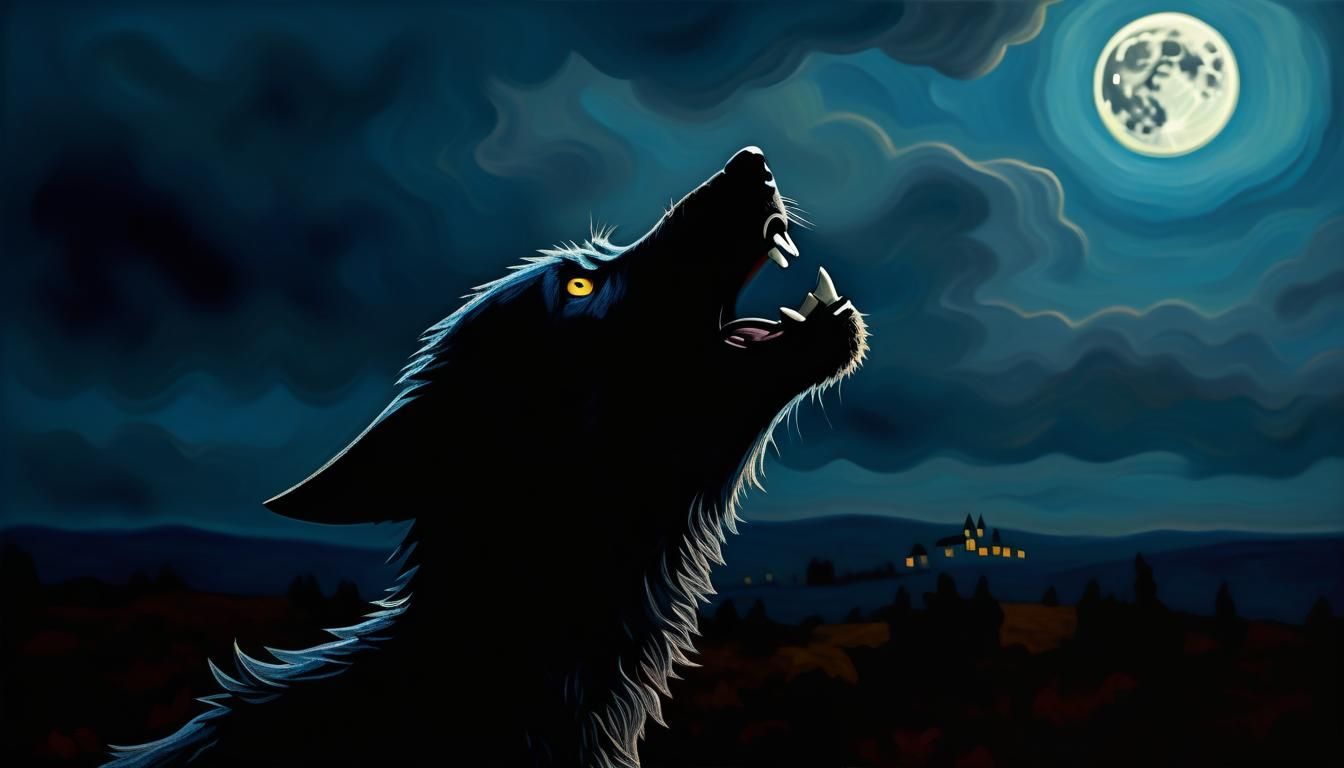 Remus Lupin Howling as Werewolf in Expressionist Oil