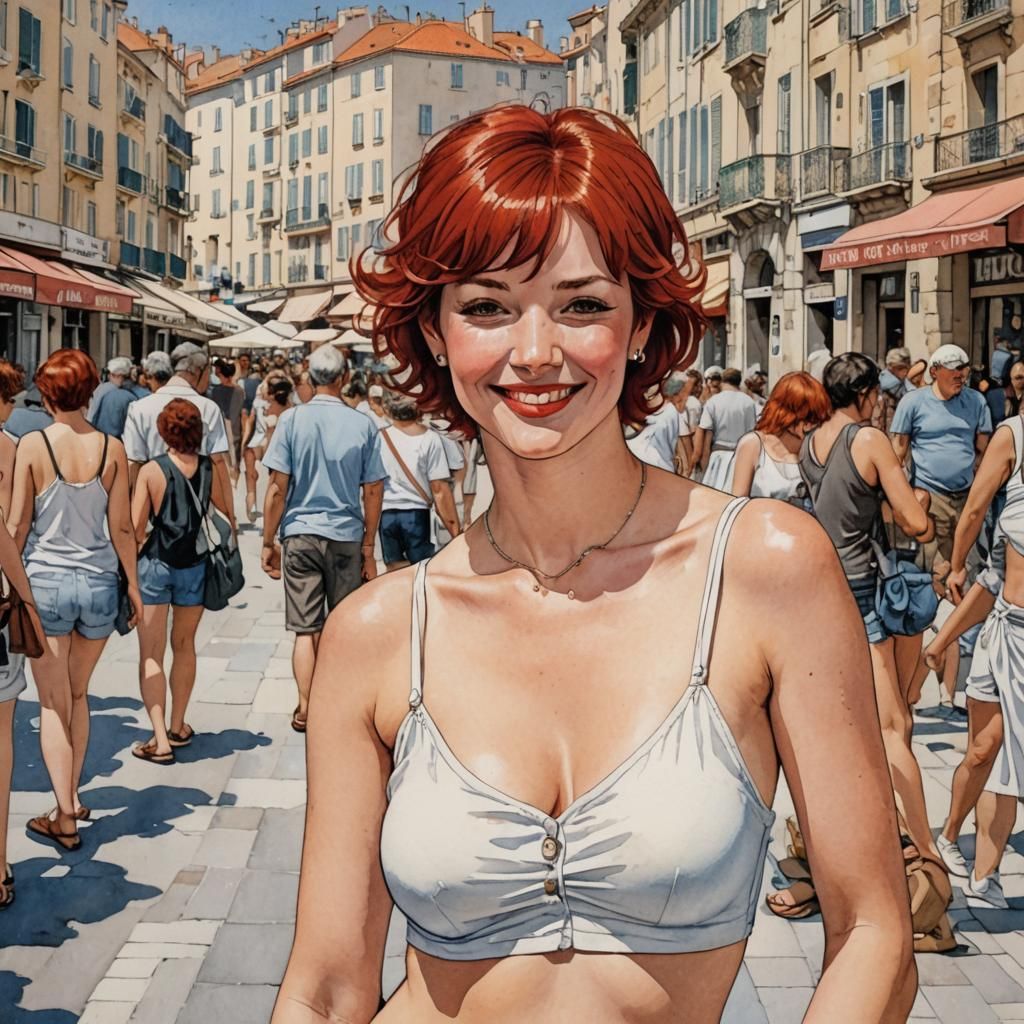 Nude Redhead in Marseille: Anime Comic Art