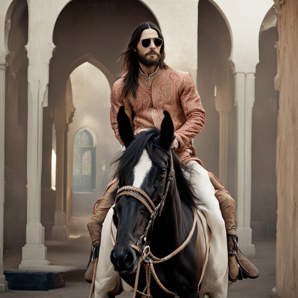 Man Rides Arabian Stallion