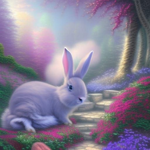 Pastel Rabbit Hybrid in Ethereal Fantasy Style