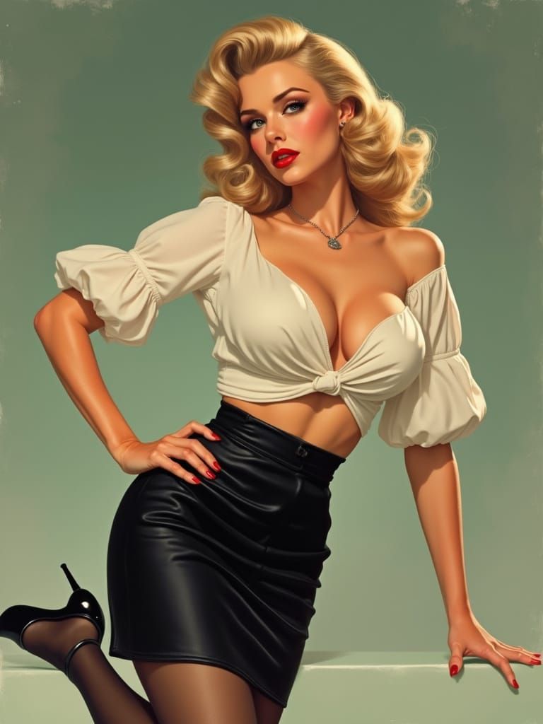 Vintage Pinup Girl with Sultry Flair and Retro Chic