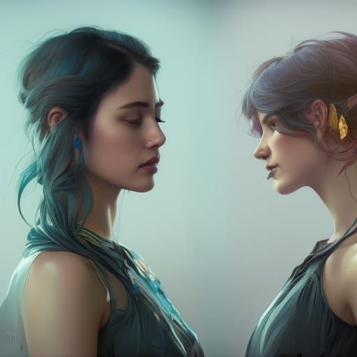 Elegant Women Portrait in Hyperdetailed Style