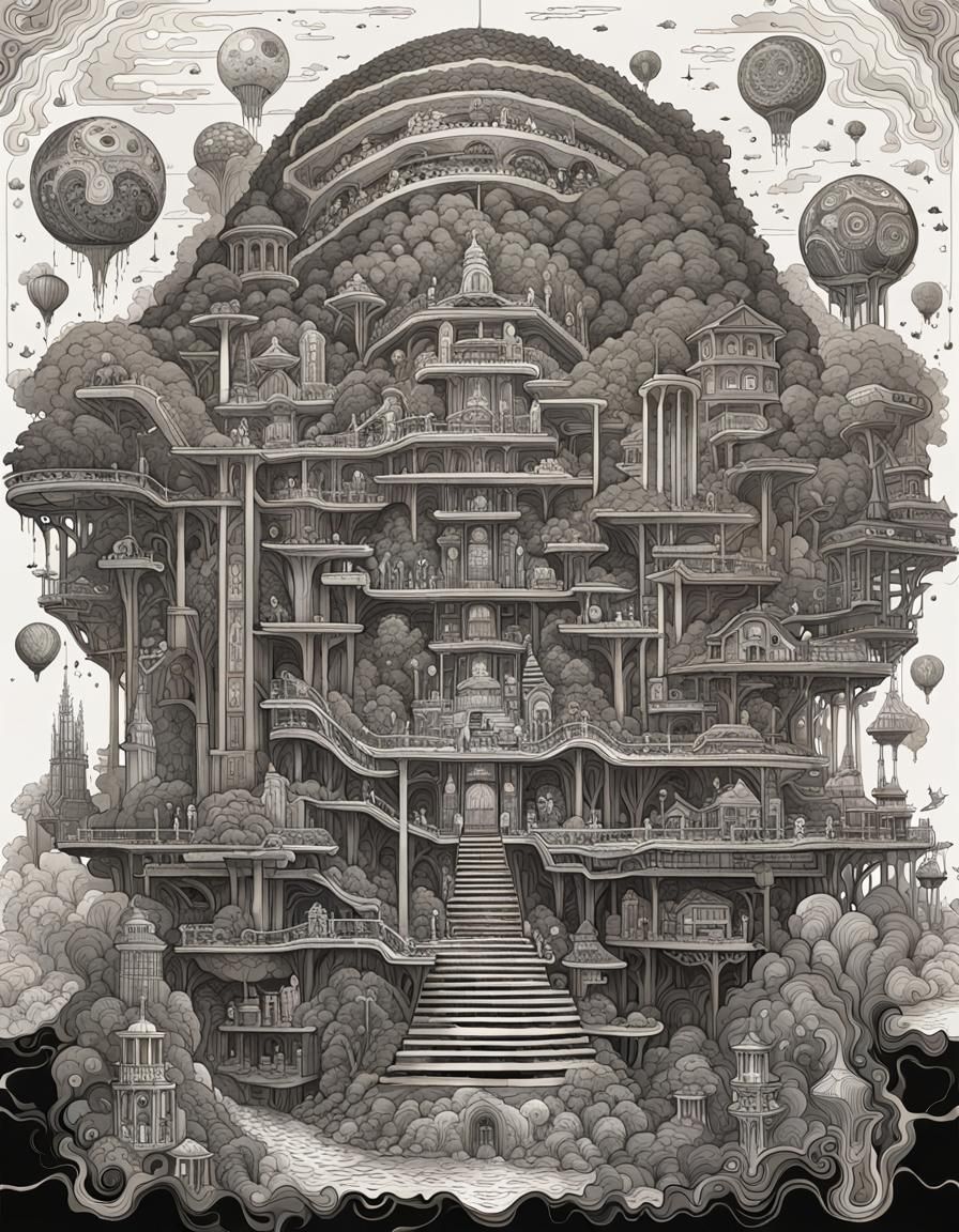 Psychedelic Arcology Diagram in Digital Ink