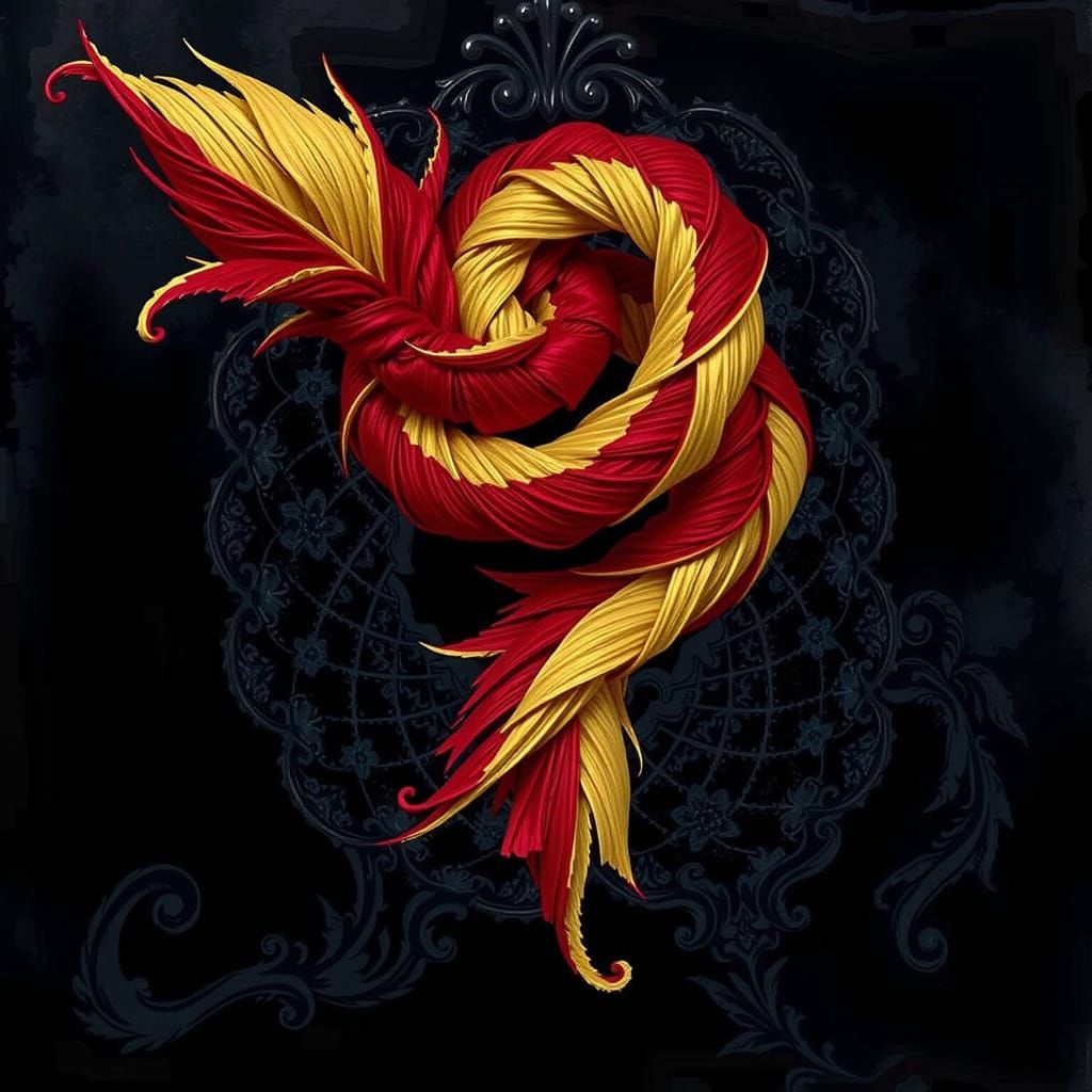 Abstract Swirling Red Forms and Twisted Shapes