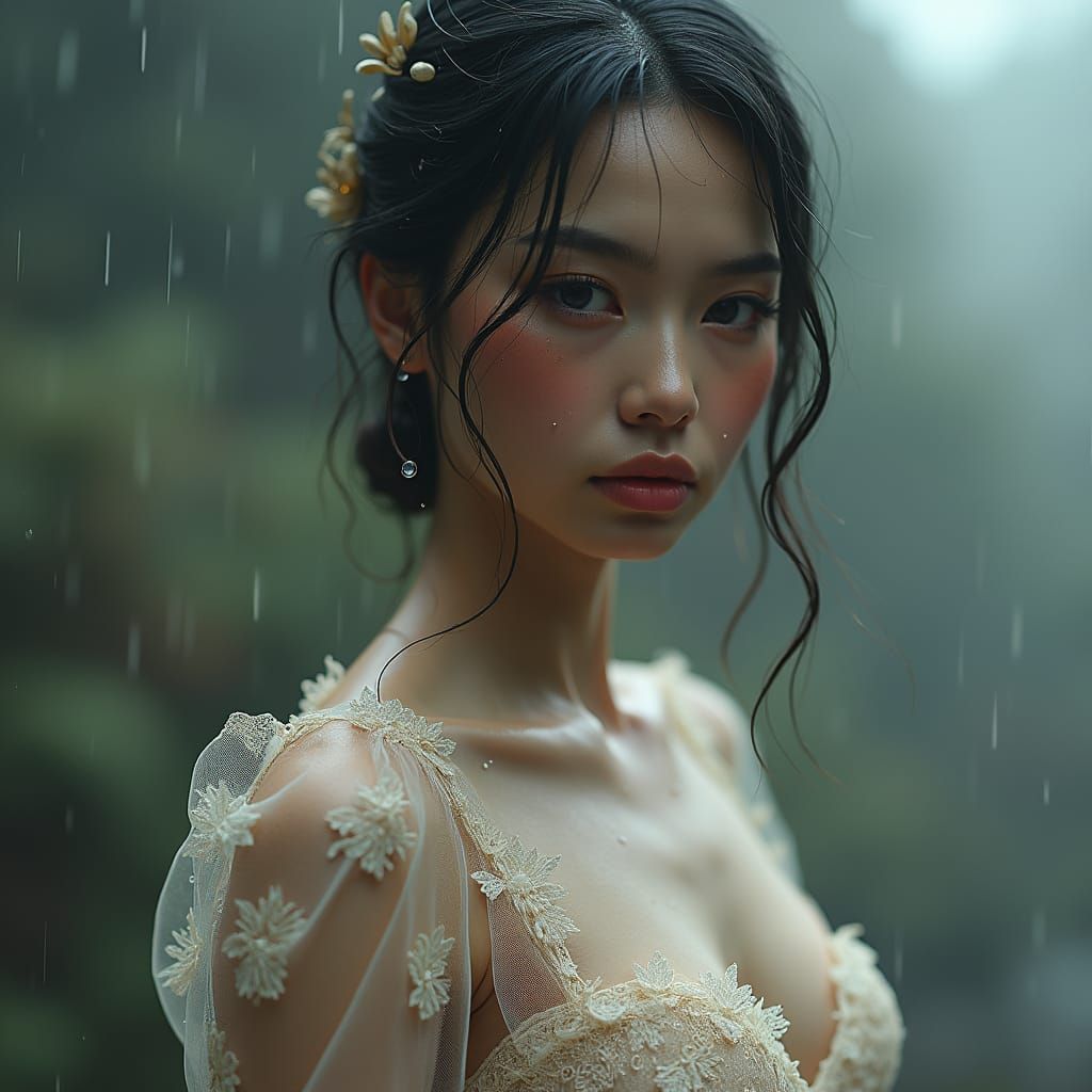 Photorealistic Princess Portrait with Delicate Lace Gown