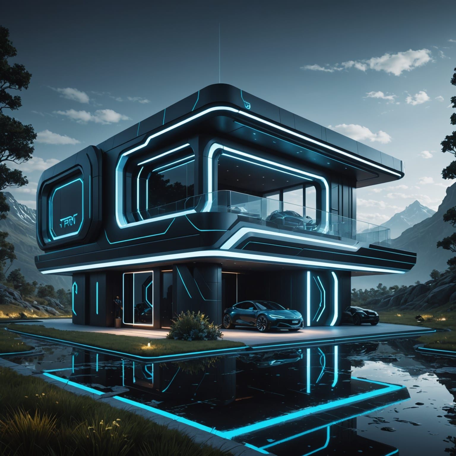 Tron Inspired Futuristic Modern Mansion