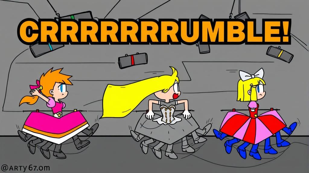 Anime-Inspired Woman in Pink Dress Mid-Air