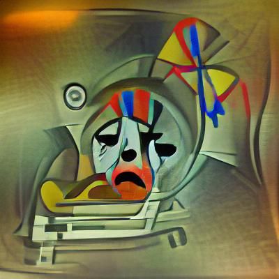 Abstract Clown in Iron Lung, Cubist Style
