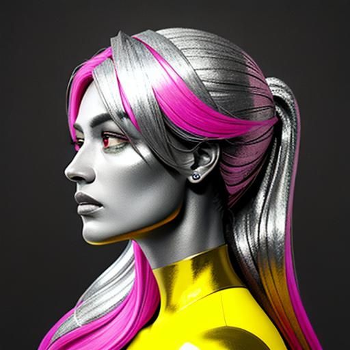 Abstract Chiaroscuro Design in Pink, Silver, and Yellow