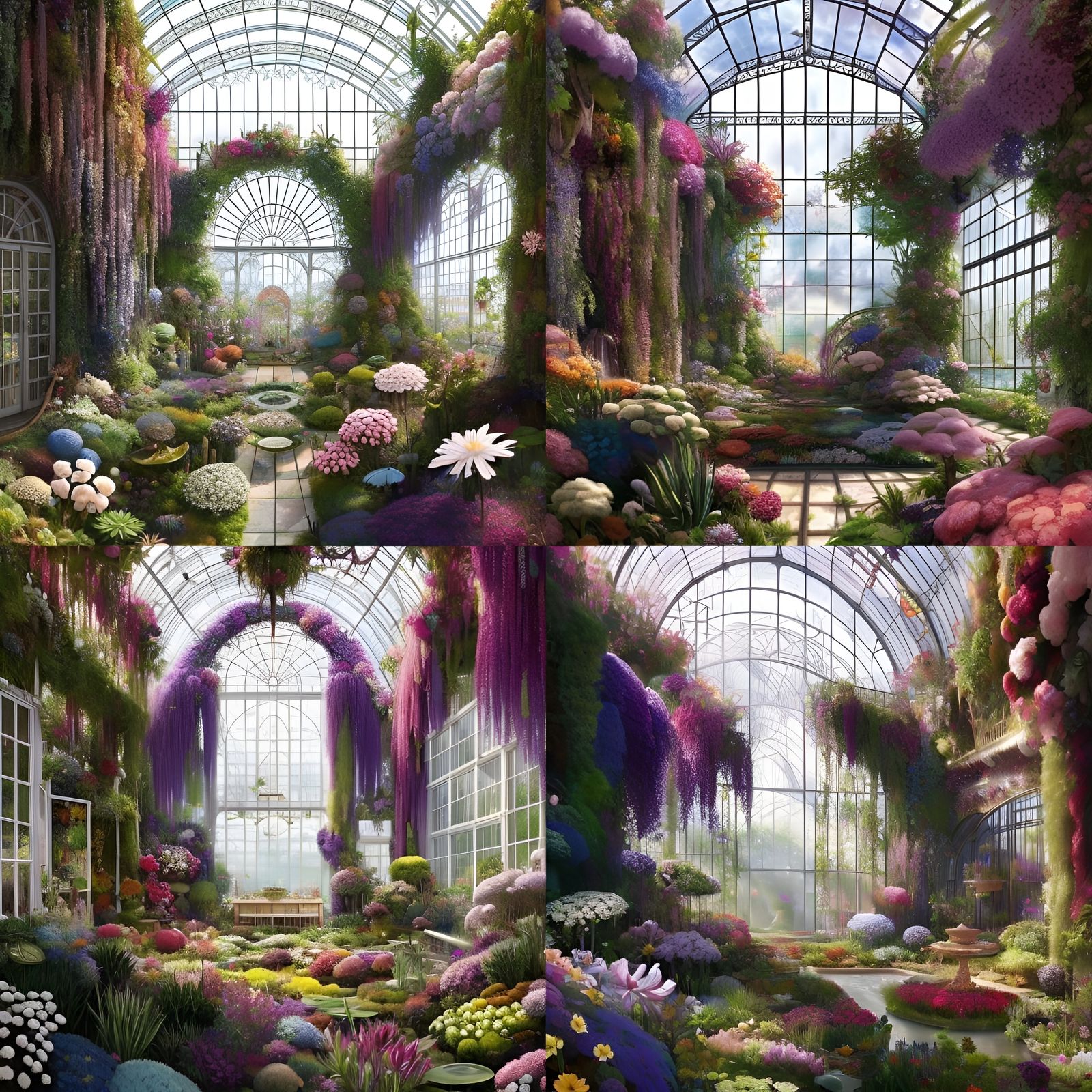 Fantastical Flowery Greenhouse Interior in Digital Painting ...