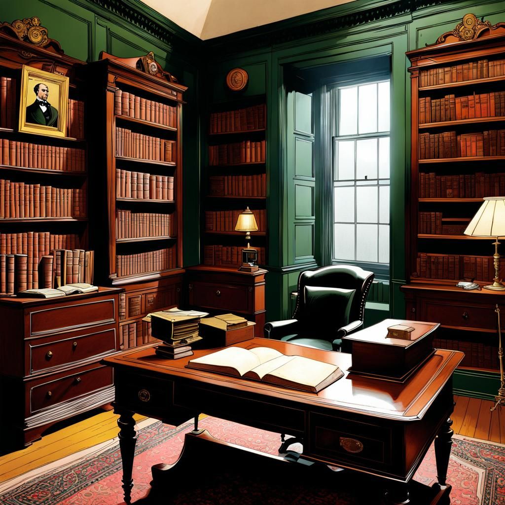 Victorian Office in Comic Art Style