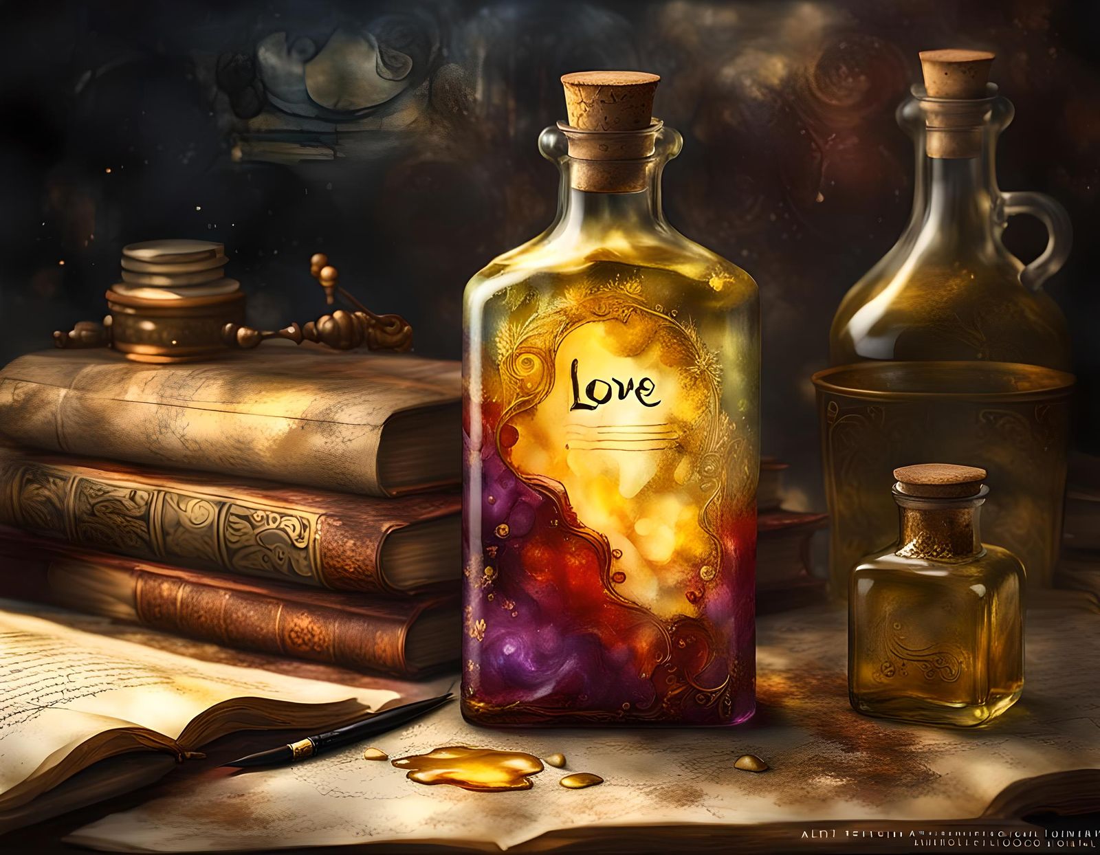 Love Potion: Liquid Gold on Encaustic Parchment