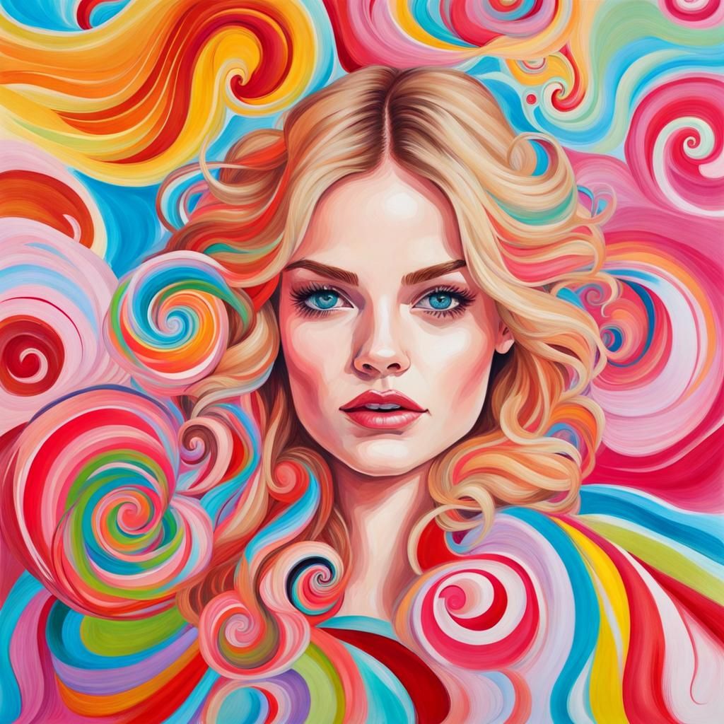 Samara Weaving in a Candyland Gouache Wonderland