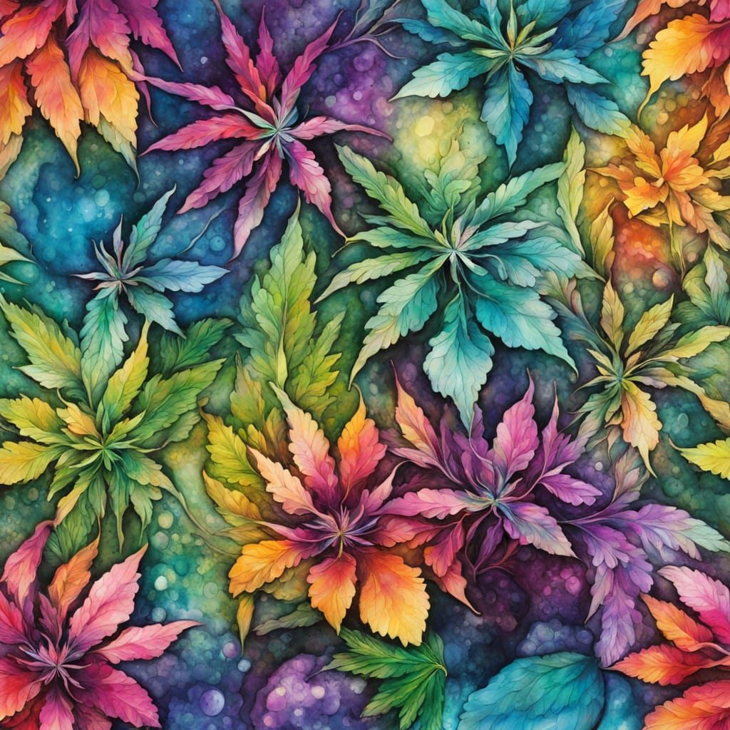 Alcohol Ink Cannabis Flower Art Piece