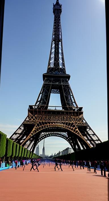 Olympics Gymnastics on the Eiffel Tower, France