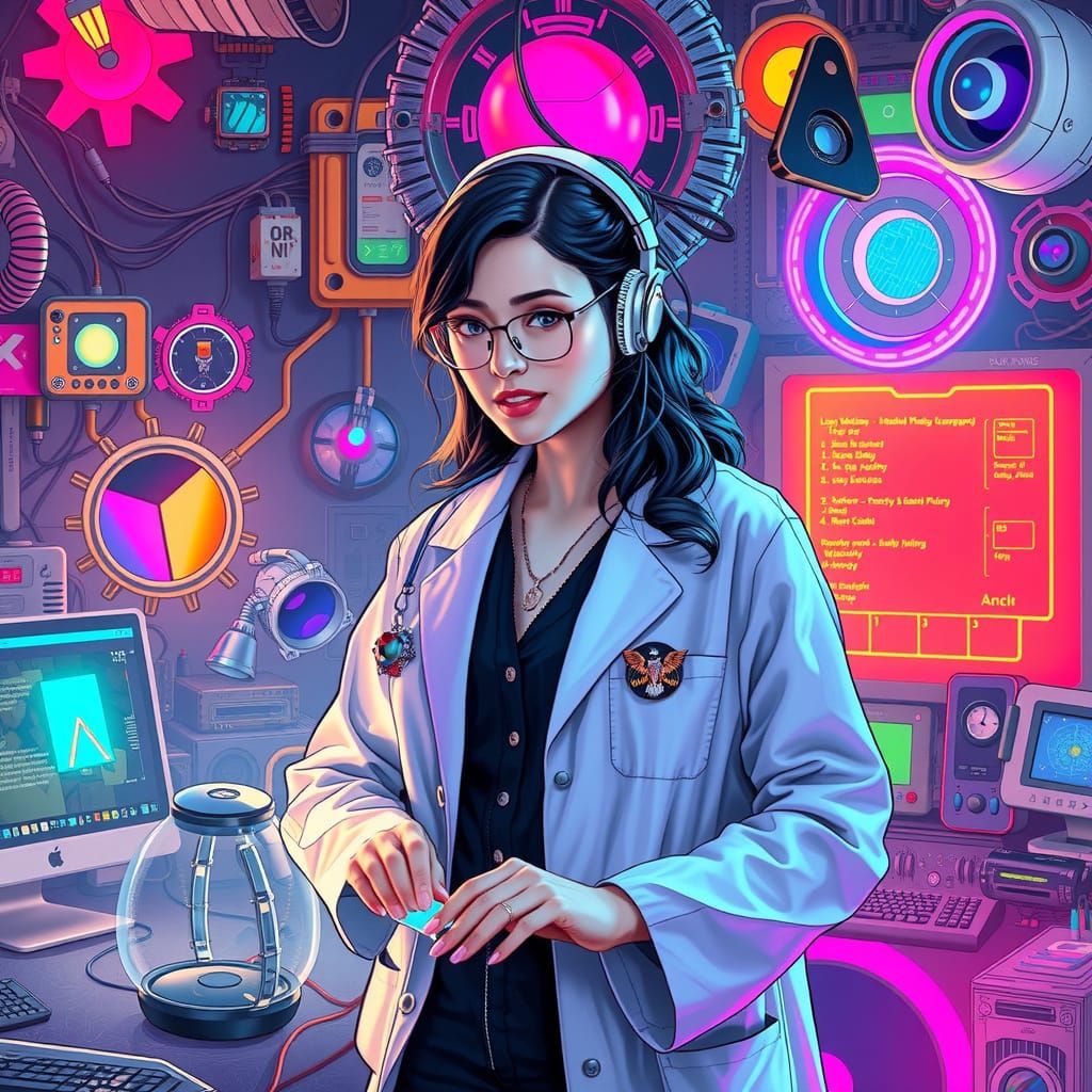 Lab Creation in Futuristic Neon Style