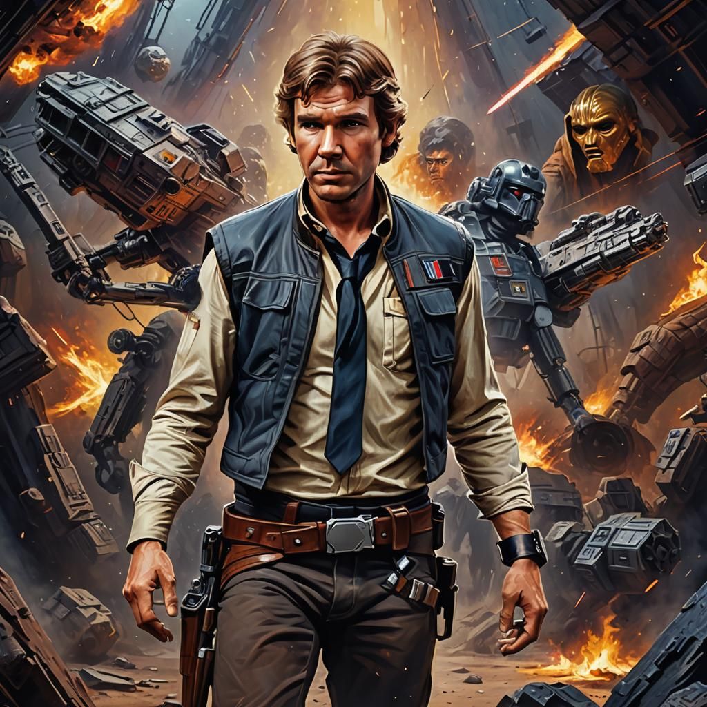 Han Solo Oil Painting in Detailed Matte Style