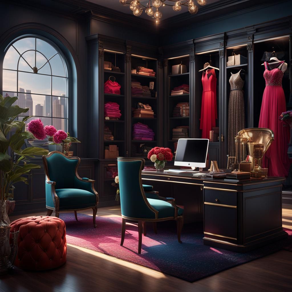 Modern Office Overflowing with Prom Dress Donations