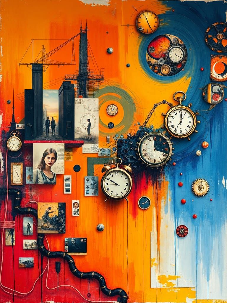 Surreal Mixed Media Art: Futuristic Visions on Canvas