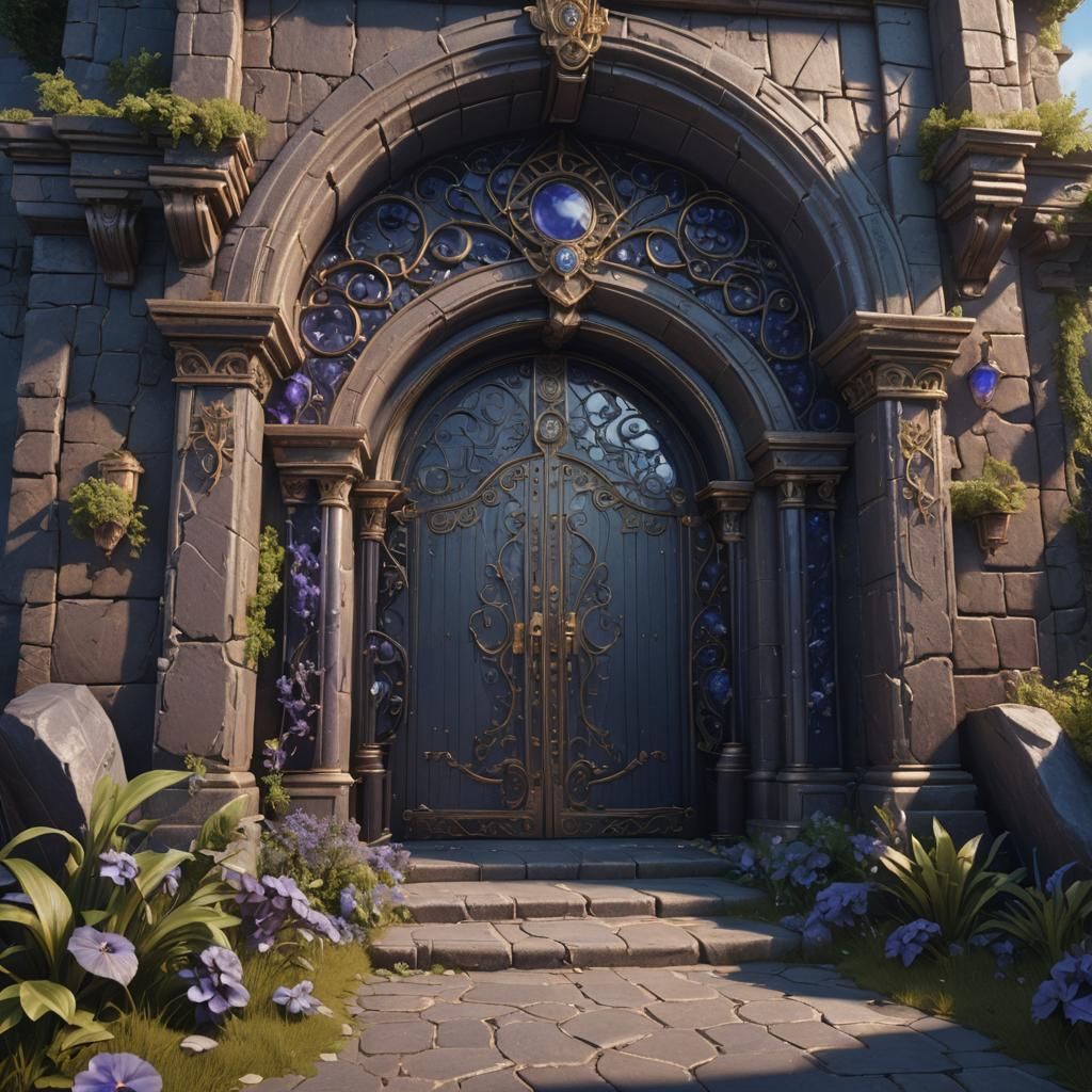 Fantastical Iolite Entryway in Detailed Matte Painting