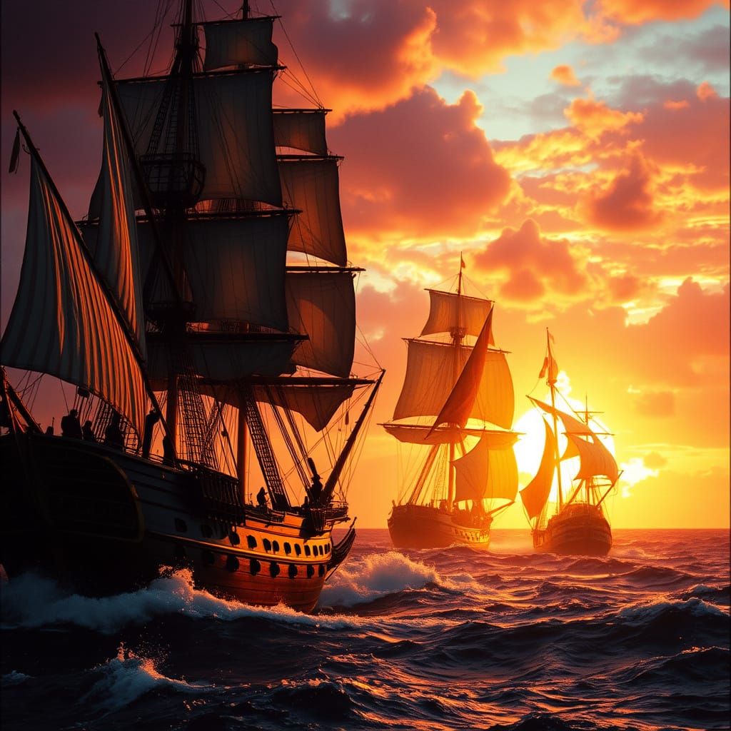 Epic Naval Clash in Cinematic Style