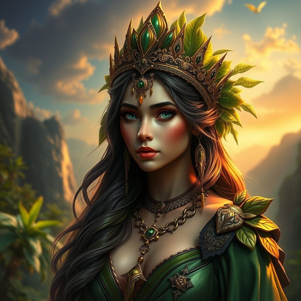 Majestic Earth Princess Portrait in Fantasy Realism