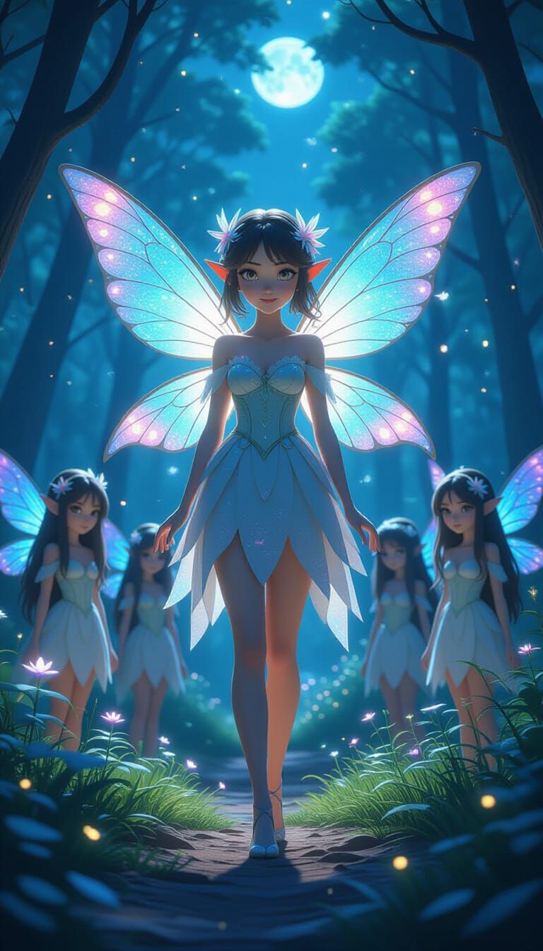 Envious Fairies in Mystical Forest, 3D Animation Style
