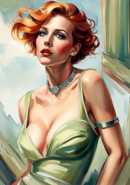Beautiful Redhead Portrait in Expressionist Style