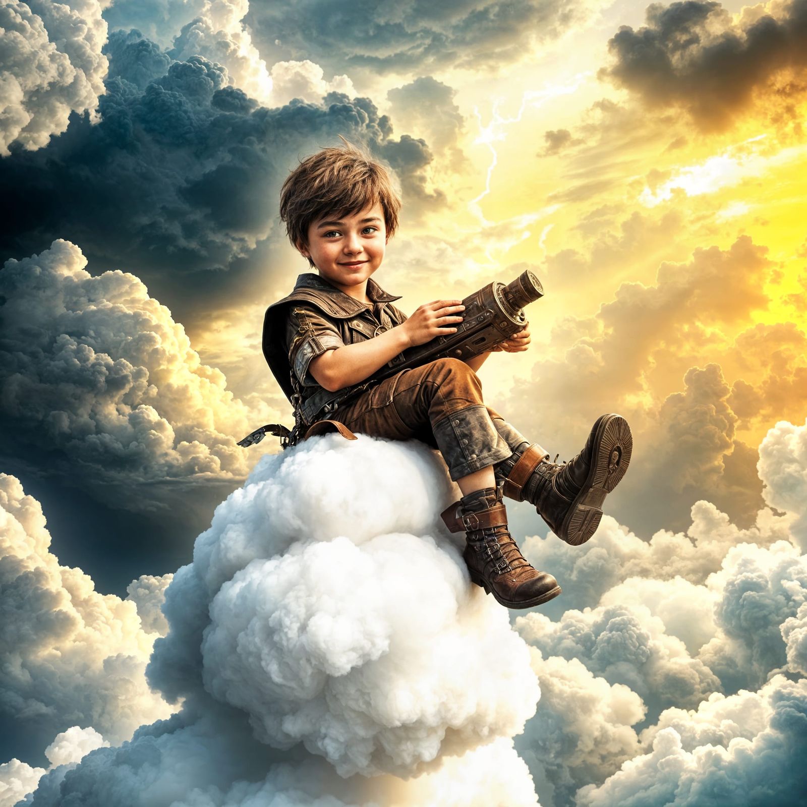 Naughty Boy on Cloud Edge: Digital Matte Painting