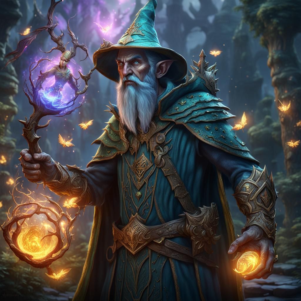 Swarm Keeper Elf Wizard in Detailed Matte Painting